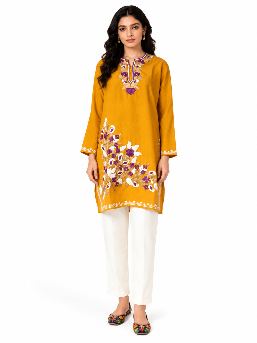 Noor : Aari embroidery summer kurti | Gold